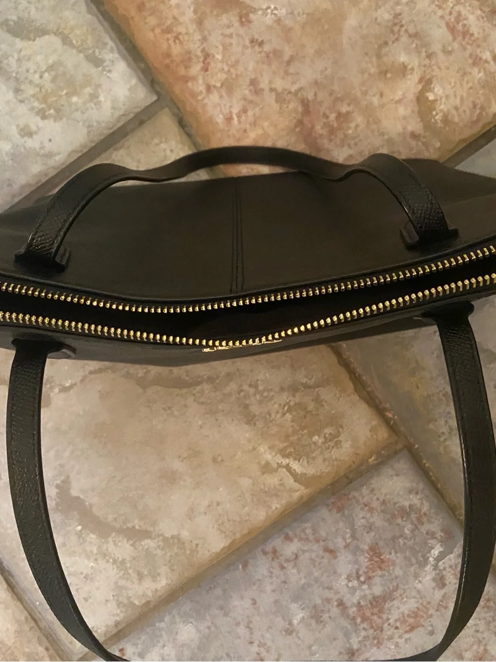 Coach Black Leather Tote with Gold Hardware